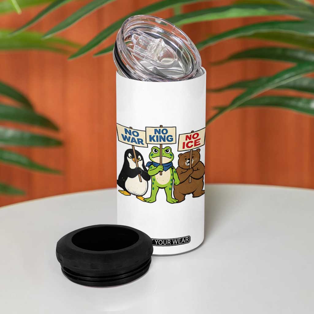 No Wars No Ice No Kings Animal Protest 4 in 1 Can Cooler Tumbler Frog Penguin Bear Resist Human Rights Activist TS02 Print Your Wear
