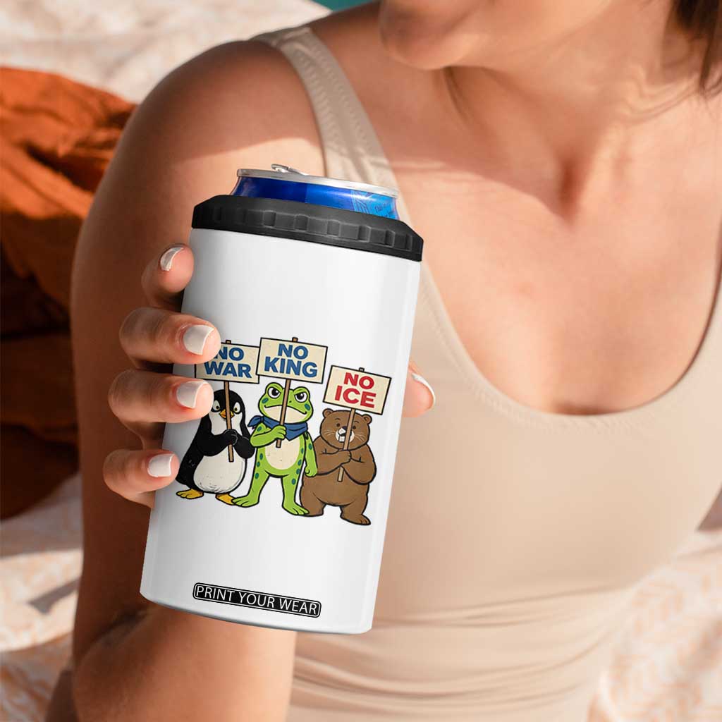 No Wars No Ice No Kings Animal Protest 4 in 1 Can Cooler Tumbler Frog Penguin Bear Resist Human Rights Activist TS02 Print Your Wear