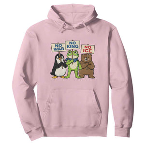No Wars No Ice No Kings Animal Protest Hoodie Frog Penguin Bear Resist Human Rights Activist TS02 Light Pink Print Your Wear