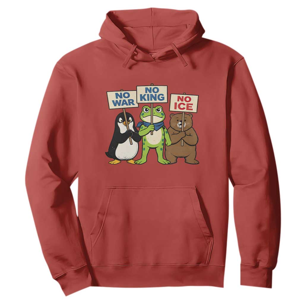No Wars No Ice No Kings Animal Protest Hoodie Frog Penguin Bear Resist Human Rights Activist TS02 Red Print Your Wear