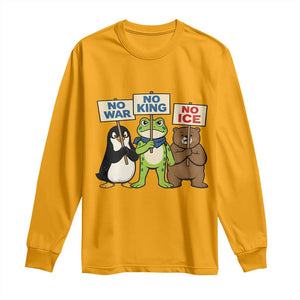 No Wars No Ice No Kings Animal Protest Long Sleeve Shirt Frog Penguin Bear Resist Human Rights Activist TS02 Gold Print Your Wear
