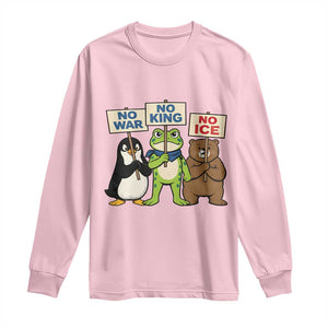 No Wars No Ice No Kings Animal Protest Long Sleeve Shirt Frog Penguin Bear Resist Human Rights Activist TS02 Light Pink Print Your Wear