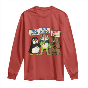 No Wars No Ice No Kings Animal Protest Long Sleeve Shirt Frog Penguin Bear Resist Human Rights Activist TS02 Red Print Your Wear