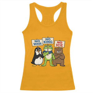 No Wars No Ice No Kings Animal Protest Racerback Tank Top Frog Penguin Bear Resist Human Rights Activist TS02 Gold Print Your Wear