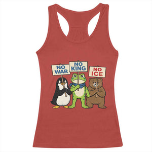 No Wars No Ice No Kings Animal Protest Racerback Tank Top Frog Penguin Bear Resist Human Rights Activist TS02 Red Print Your Wear