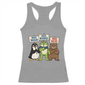No Wars No Ice No Kings Animal Protest Racerback Tank Top Frog Penguin Bear Resist Human Rights Activist TS02 Sport Gray Print Your Wear