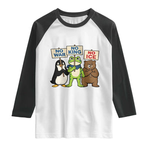 No Wars No Ice No Kings Animal Protest Raglan Shirt Frog Penguin Bear Resist Human Rights Activist TS02 White Black Print Your Wear