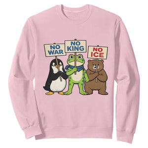No Wars No Ice No Kings Animal Protest Sweatshirt Frog Penguin Bear Resist Human Rights Activist TS02 Light Pink Print Your Wear