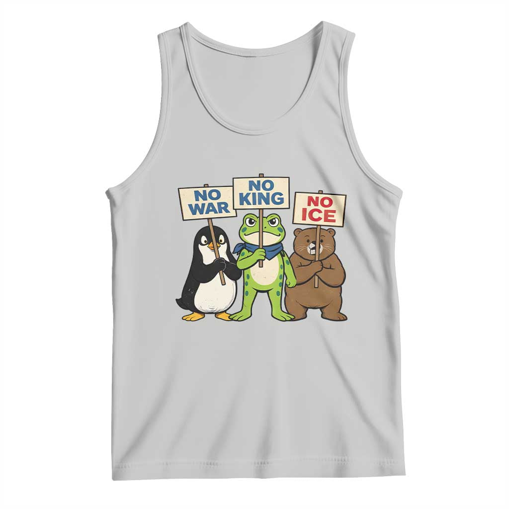 No Wars No Ice No Kings Animal Protest Tank Top Frog Penguin Bear Resist Human Rights Activist TS02 Ash Print Your Wear
