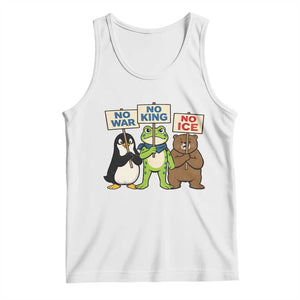 No Wars No Ice No Kings Animal Protest Tank Top Frog Penguin Bear Resist Human Rights Activist TS02 White Print Your Wear
