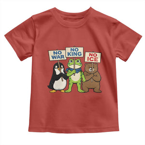 No Wars No Ice No Kings Animal Protest Toddler T Shirt Frog Penguin Bear Resist Human Rights Activist TS02 Red Print Your Wear