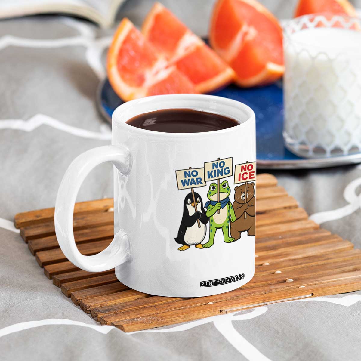 No Wars No Ice No Kings Animal Protest Coffee Mug Frog Penguin Bear Resist Human Rights Activist TS02 Print Your Wear