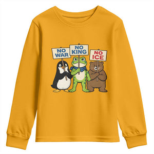 No Wars No Ice No Kings Animal Protest Youth Sweatshirt Frog Penguin Bear Resist Human Rights Activist TS02 Gold Print Your Wear