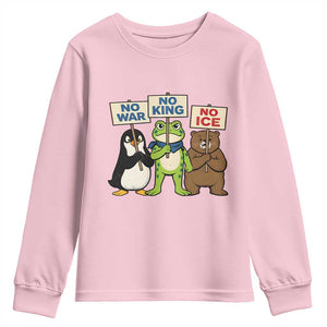 No Wars No Ice No Kings Animal Protest Youth Sweatshirt Frog Penguin Bear Resist Human Rights Activist TS02 Light Pink Print Your Wear