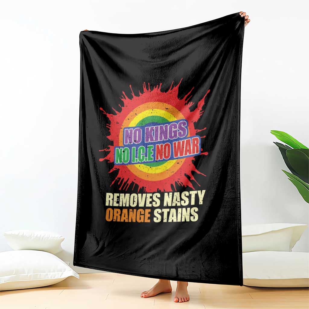 No Wars No Ice No Kings Retro Rainbow Throw Blanket Remove Nasty Orange Stains Protest Political Satire TS02 Print Your Wear
