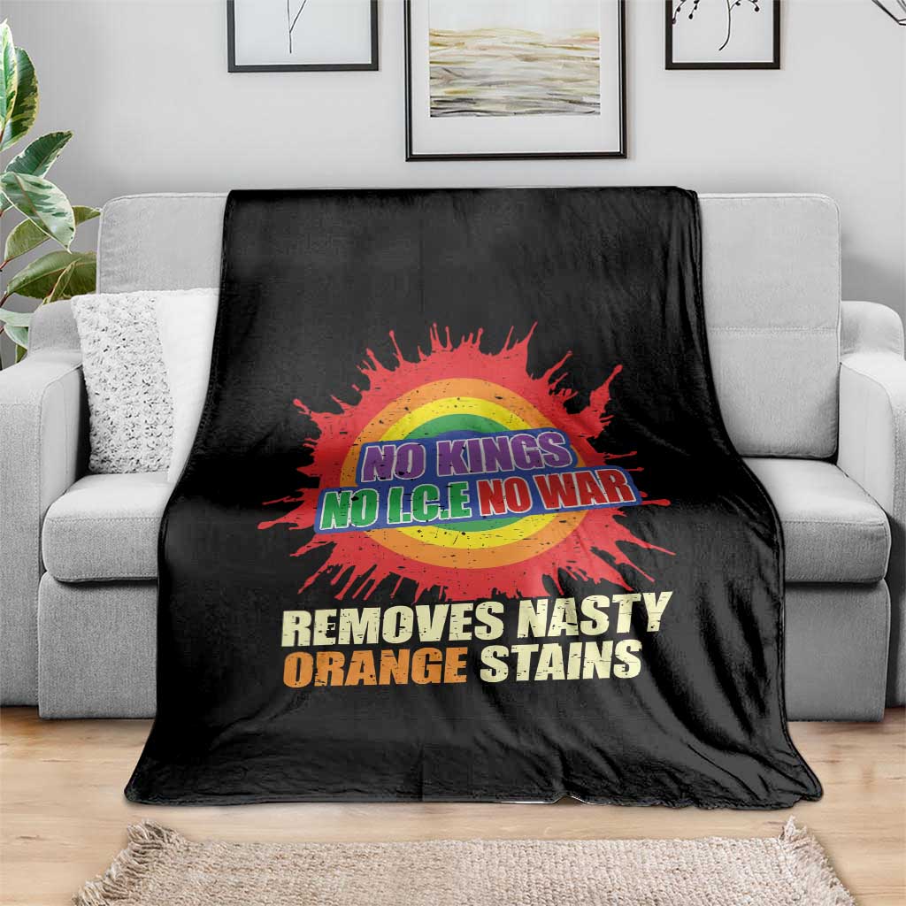 No Wars No Ice No Kings Retro Rainbow Throw Blanket Remove Nasty Orange Stains Protest Political Satire TS02 Print Your Wear