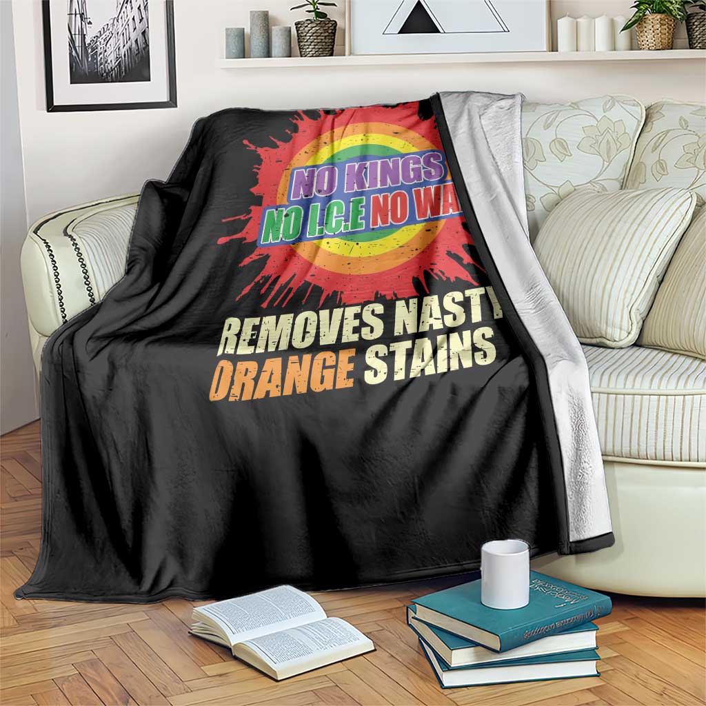 No Wars No Ice No Kings Retro Rainbow Throw Blanket Remove Nasty Orange Stains Protest Political Satire TS02 Print Your Wear