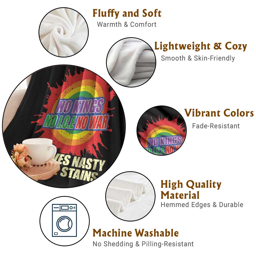 No Wars No Ice No Kings Retro Rainbow Throw Blanket Remove Nasty Orange Stains Protest Political Satire TS02 Print Your Wear