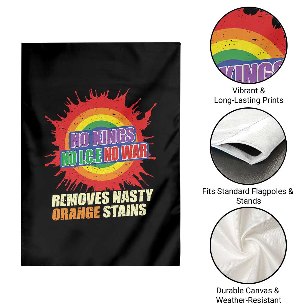 No Wars No Ice No Kings Retro Rainbow Garden Flag Remove Nasty Orange Stains Protest Political Satire TS02 Print Your Wear