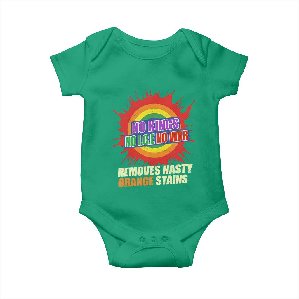 No Wars No Ice No Kings Retro Rainbow Baby Onesie Remove Nasty Orange Stains Protest Political Satire TS02 Irish Green Print Your Wear