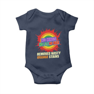 No Wars No Ice No Kings Retro Rainbow Baby Onesie Remove Nasty Orange Stains Protest Political Satire TS02 Navy Print Your Wear
