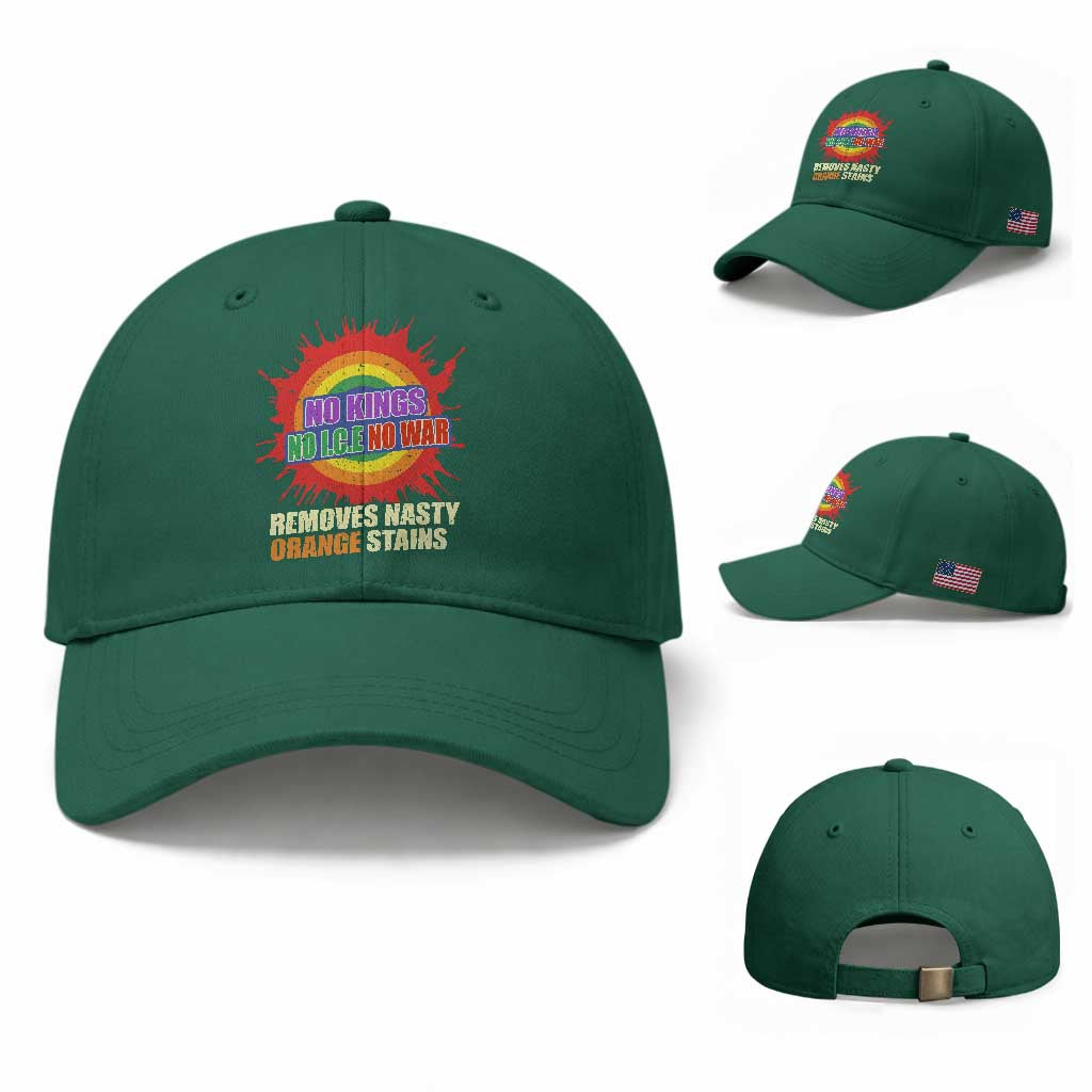 No Wars No Ice No Kings Retro Rainbow Baseball Cap Remove Nasty Orange Stains Protest Political Satire TS02 Baseball Cap Universal Fit Irish Green Print Your Wear