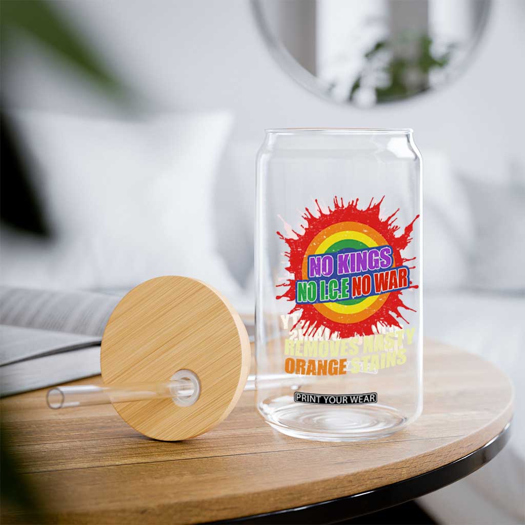 No Wars No Ice No Kings Retro Rainbow Glass Can Remove Nasty Orange Stains Protest Political Satire TS02 Print Your Wear