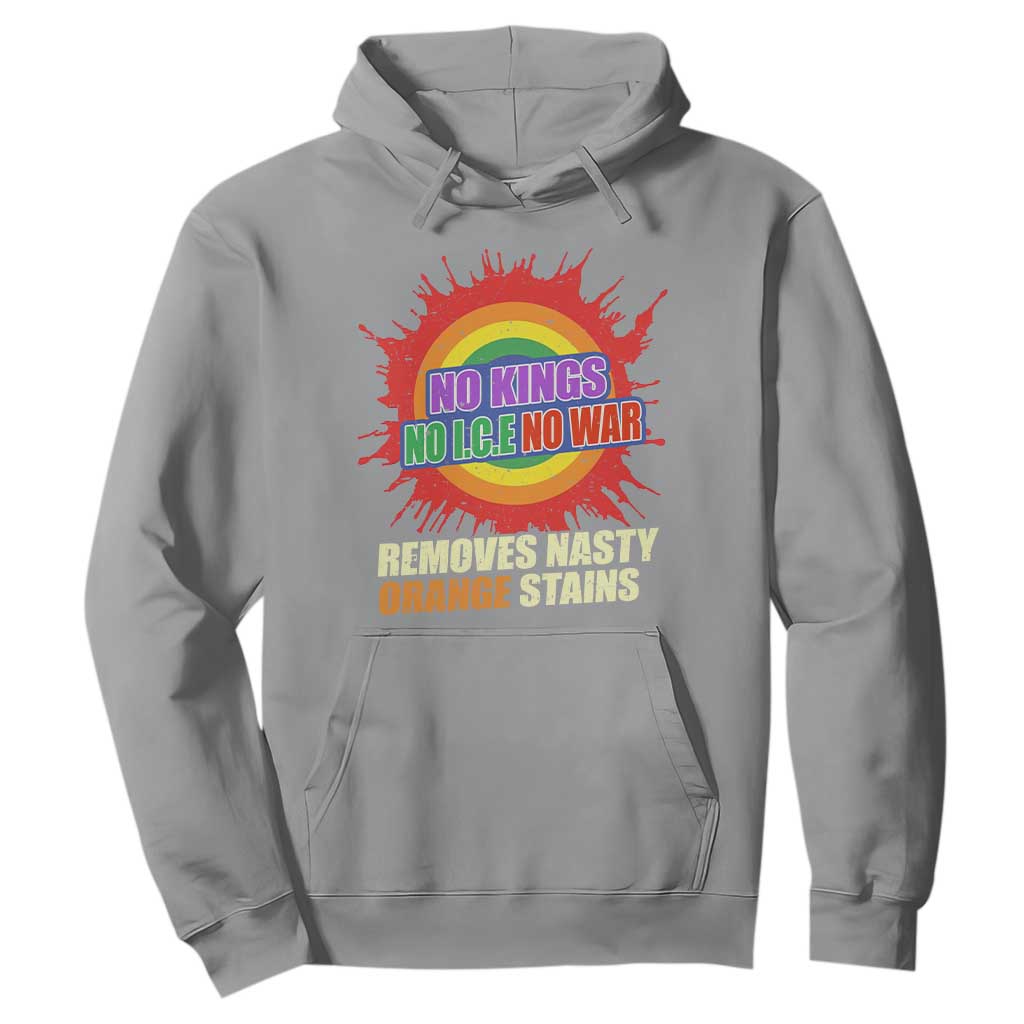 No Wars No Ice No Kings Retro Rainbow Hoodie Remove Nasty Orange Stains Protest Political Satire TS02 Sport Gray Print Your Wear