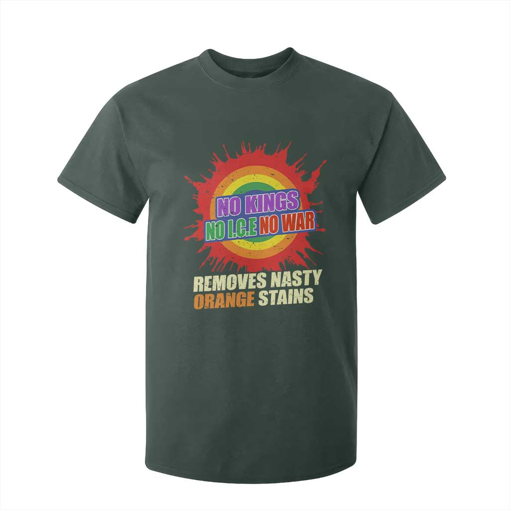 No Wars No Ice No Kings Retro Rainbow T Shirt For Kid Remove Nasty Orange Stains Protest Political Satire TS02 Dark Forest Green Print Your Wear