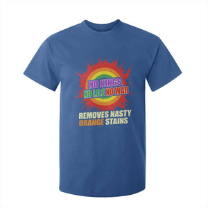 No Wars No Ice No Kings Retro Rainbow T Shirt For Kid Remove Nasty Orange Stains Protest Political Satire TS02 Royal Blue Print Your Wear