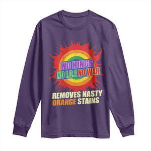 No Wars No Ice No Kings Retro Rainbow Long Sleeve Shirt Remove Nasty Orange Stains Protest Political Satire TS02 Purple Print Your Wear