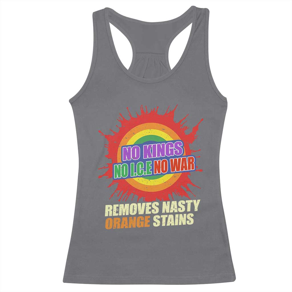 No Wars No Ice No Kings Retro Rainbow Racerback Tank Top Remove Nasty Orange Stains Protest Political Satire TS02 Charcoal Print Your Wear