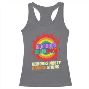No Wars No Ice No Kings Retro Rainbow Racerback Tank Top Remove Nasty Orange Stains Protest Political Satire TS02 Charcoal Print Your Wear