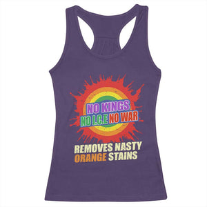 No Wars No Ice No Kings Retro Rainbow Racerback Tank Top Remove Nasty Orange Stains Protest Political Satire TS02 Purple Print Your Wear