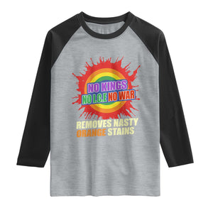 No Wars No Ice No Kings Retro Rainbow Raglan Shirt Remove Nasty Orange Stains Protest Political Satire TS02 Heather Gray Black Print Your Wear