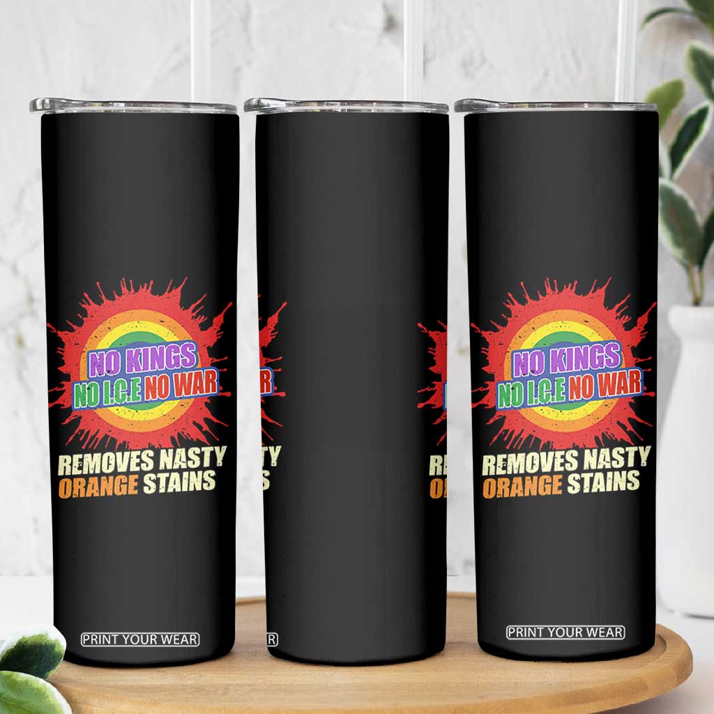 No Wars No Ice No Kings Retro Rainbow Skinny Tumbler Remove Nasty Orange Stains Protest Political Satire TS02 Print Your Wear