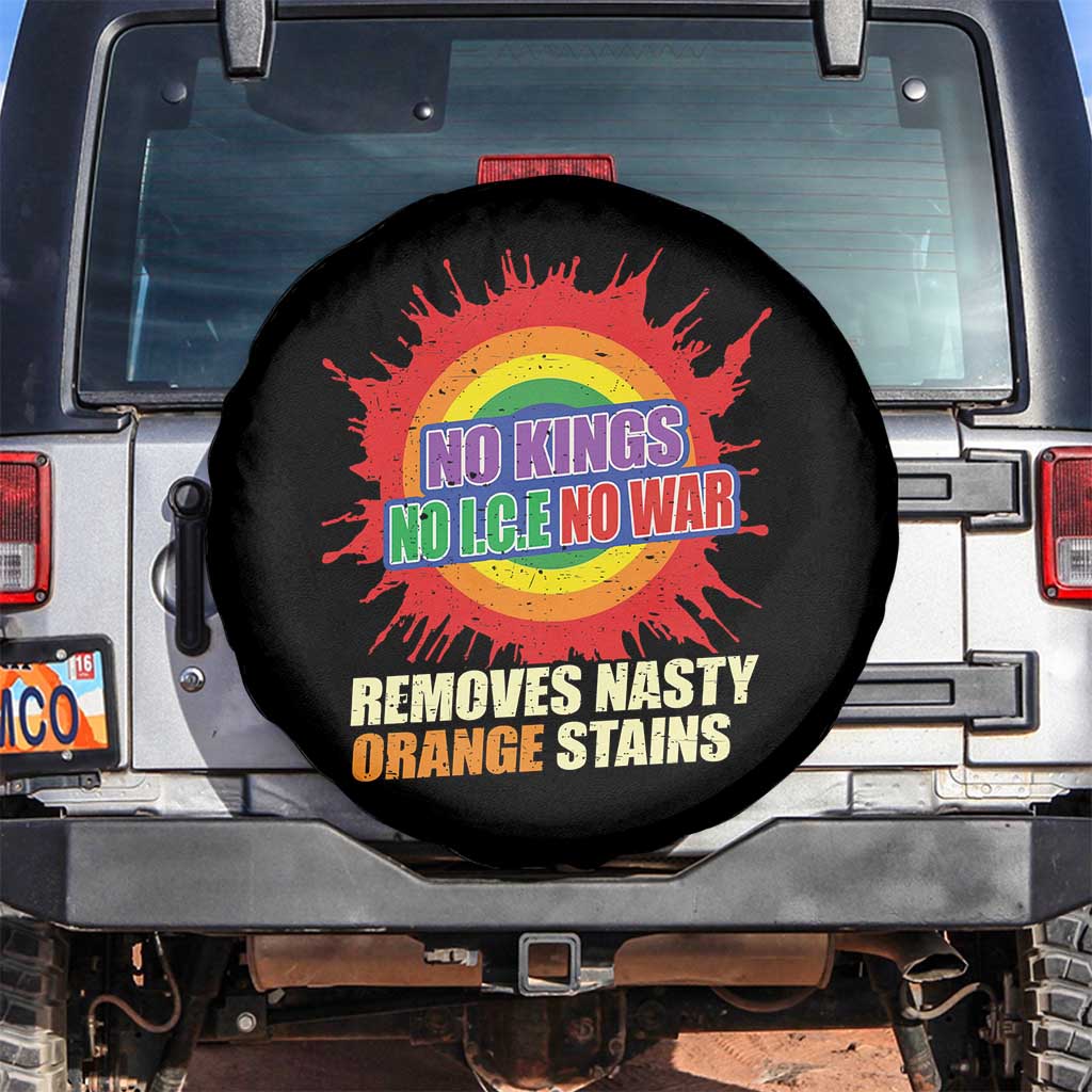 No Wars No Ice No Kings Retro Rainbow Spare Tire Cover Remove Nasty Orange Stains Protest Political Satire TS02 No hole Black Print Your Wear