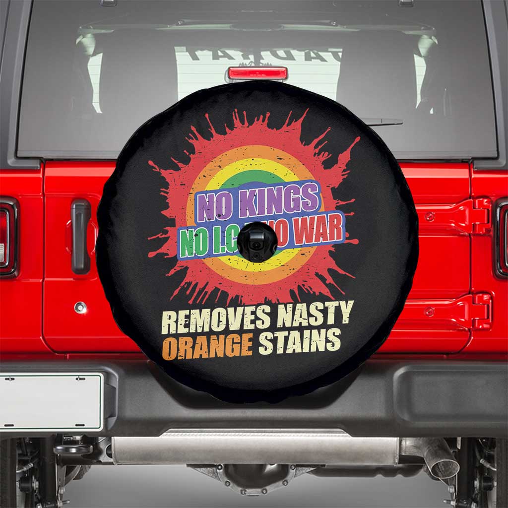 No Wars No Ice No Kings Retro Rainbow Spare Tire Cover Remove Nasty Orange Stains Protest Political Satire TS02 Black Print Your Wear