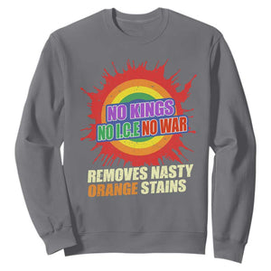 No Wars No Ice No Kings Retro Rainbow Sweatshirt Remove Nasty Orange Stains Protest Political Satire TS02 Charcoal Print Your Wear