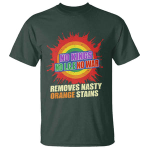 No Wars No Ice No Kings Retro Rainbow T Shirt Remove Nasty Orange Stains Protest Political Satire TS02 Dark Forest Green Print Your Wear