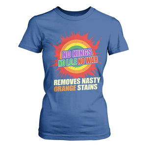 No Wars No Ice No Kings Retro Rainbow T Shirt For Women Remove Nasty Orange Stains Protest Political Satire TS02 Royal Blue Print Your Wear
