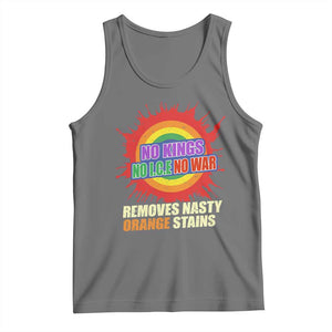 No Wars No Ice No Kings Retro Rainbow Tank Top Remove Nasty Orange Stains Protest Political Satire TS02 Black Heather Print Your Wear