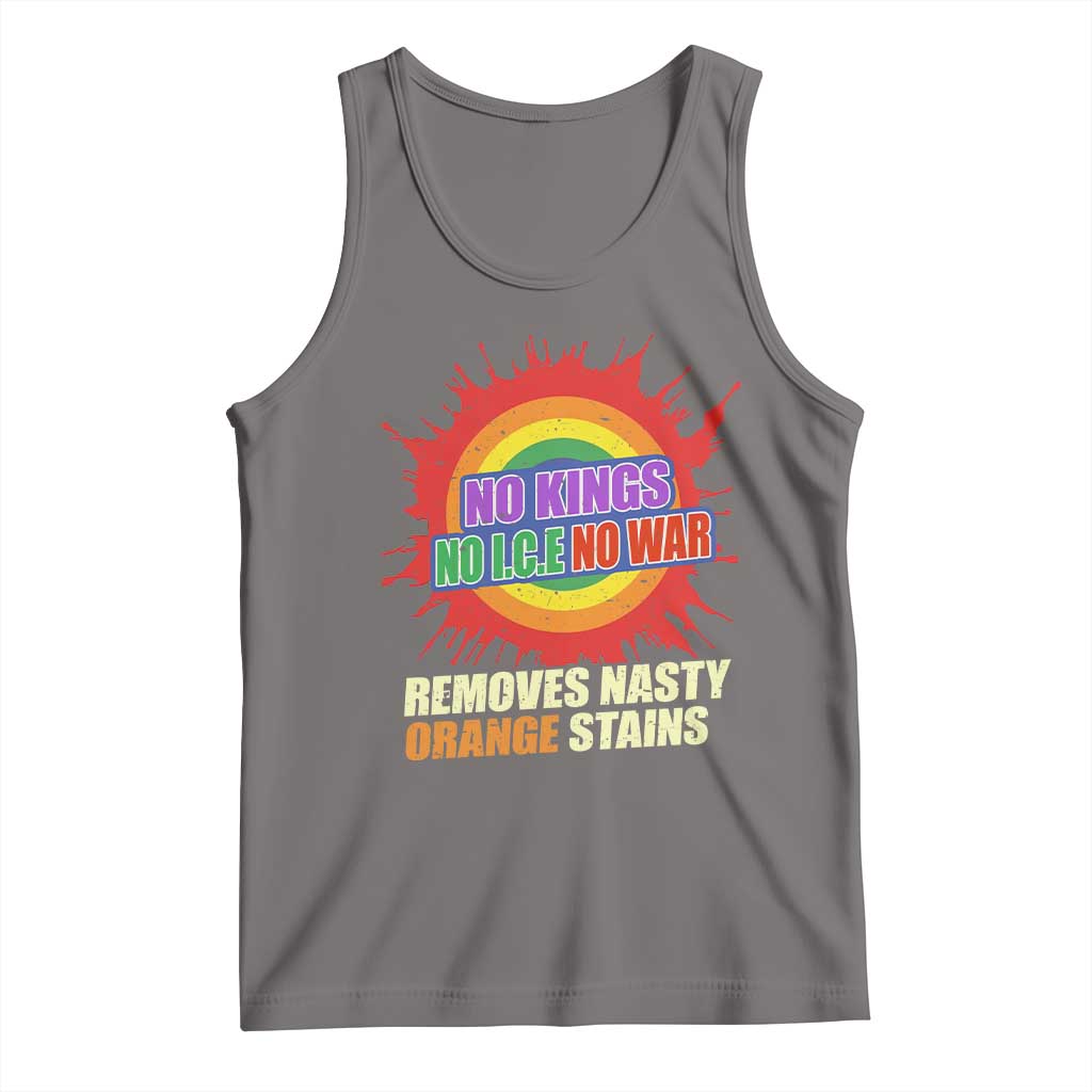 No Wars No Ice No Kings Retro Rainbow Tank Top Remove Nasty Orange Stains Protest Political Satire TS02 Deep Heather Print Your Wear