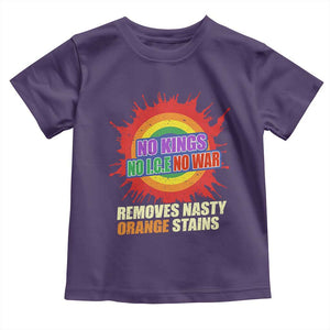No Wars No Ice No Kings Retro Rainbow Toddler T Shirt Remove Nasty Orange Stains Protest Political Satire TS02 Purple Print Your Wear