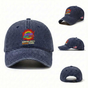 No Wars No Ice No Kings Retro Rainbow Washed Cotton Baseball Cap Remove Nasty Orange Stains Protest Political Satire TS02 Washed Cap Universal Fit Navy Print Your Wear