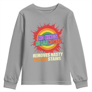 No Wars No Ice No Kings Retro Rainbow Youth Sweatshirt Remove Nasty Orange Stains Protest Political Satire TS02 Sport Gray Print Your Wear