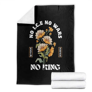 No Wars No ICE No Kings Floral Vintage Throw Blanket Retro Flower Peaceful Protest Statement TS02 Black Print Your Wear