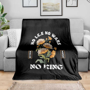 No Wars No ICE No Kings Floral Vintage Throw Blanket Retro Flower Peaceful Protest Statement TS02 Print Your Wear