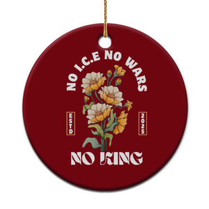 No Wars No ICE No Kings Floral Vintage Ceramic Ornament Retro Flower Peaceful Protest Statement TS02 1pc Red Print Your Wear