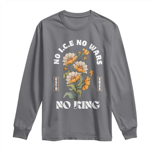 No Wars No ICE No Kings Floral Vintage Long Sleeve Shirt Retro Flower Peaceful Protest Statement TS02 Charcoal Print Your Wear